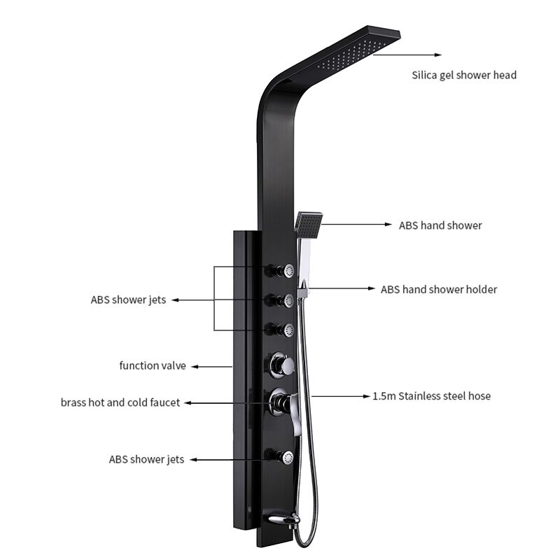 Modern hotel 304 stainless steel massage spa rain bathroom wall mount shower column mixer faucet shower panel Professional manufacture rainfall and waterfall shower head water saving big shower system wall mounted shower panel 1 Shower system wall mounted shower panel-product details and structure