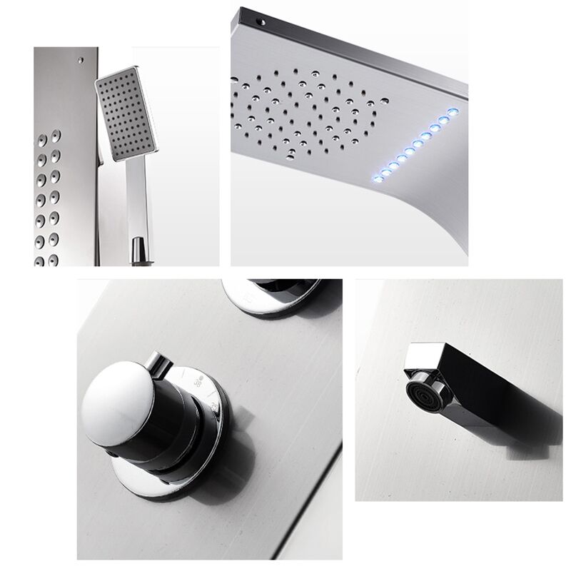 Modern hotel 304 stainless steel massage spa rain bathroom wall mount shower column mixer faucet shower panel Professional manufacture rainfall and waterfall shower head water saving big shower system wall mounted shower panel 5 Shower system wall mounted shower panel High-quality details heat resistant and durable