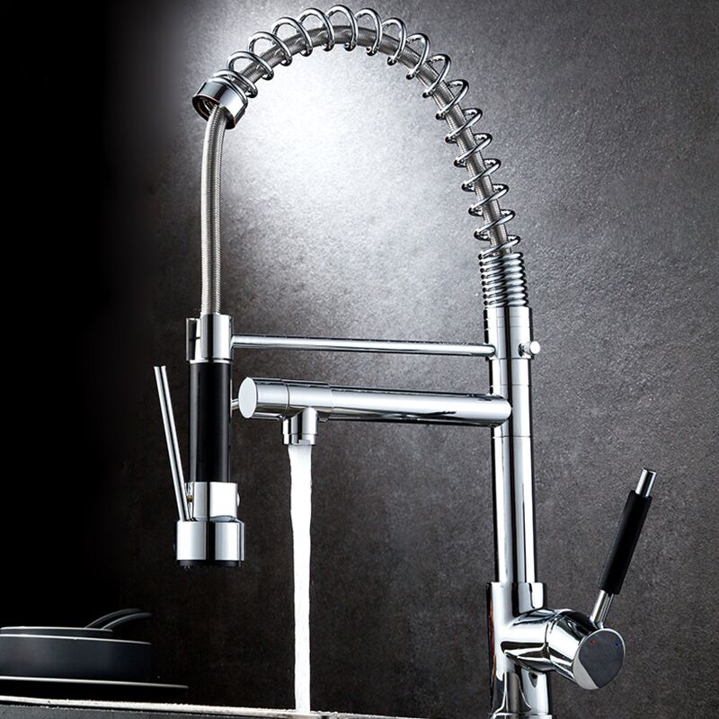 China faucets factory wholesale commercial solid brass single handle single lever pull down sprayer kitchen sink faucets faucet manufacturer factory price wholesale Superior quality chromeplate copper sink mixer tap single handle pull out kitchen faucets 2 China faucets factory wholesale commercial solid brass single handle single lever pull down sprayer kitchen sink faucets - Image 2