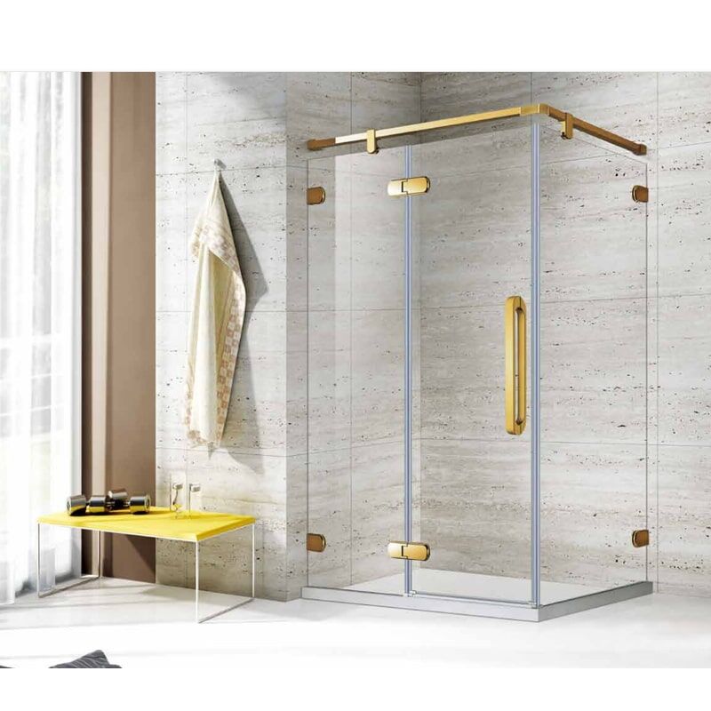 Modern Style Custom Gold Frame Rectangular Sliding Tempered Glass Walk-In Shower Door MP KE985 VK E61016 min Tempered Glass Bathtub Pivot Shower Enclosure Shower Door