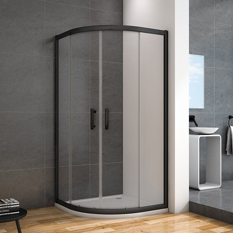 Factory Wholesale Black Stainless Steel Frame Tempered Glass Set Sliding Shower Door MP AD01 shower door GA01 1 min Custom Aluminum Frame Bathroom Glass Shower Door