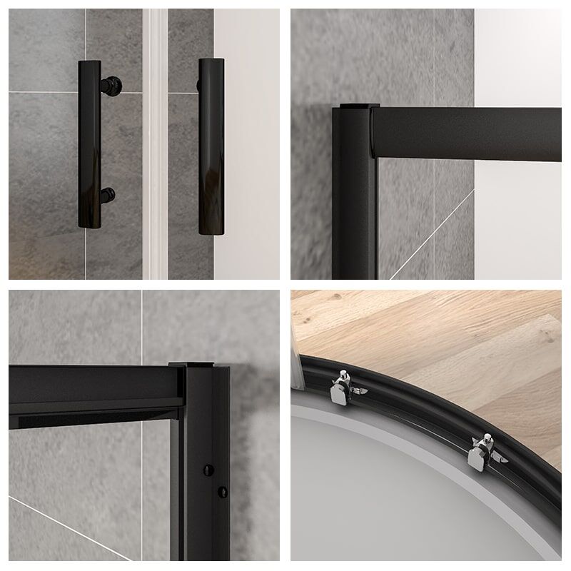 Factory Wholesale Black Stainless Steel Frame Tempered Glass Set Sliding Shower Door MP AD01 shower door GA01 7 min glass shower door