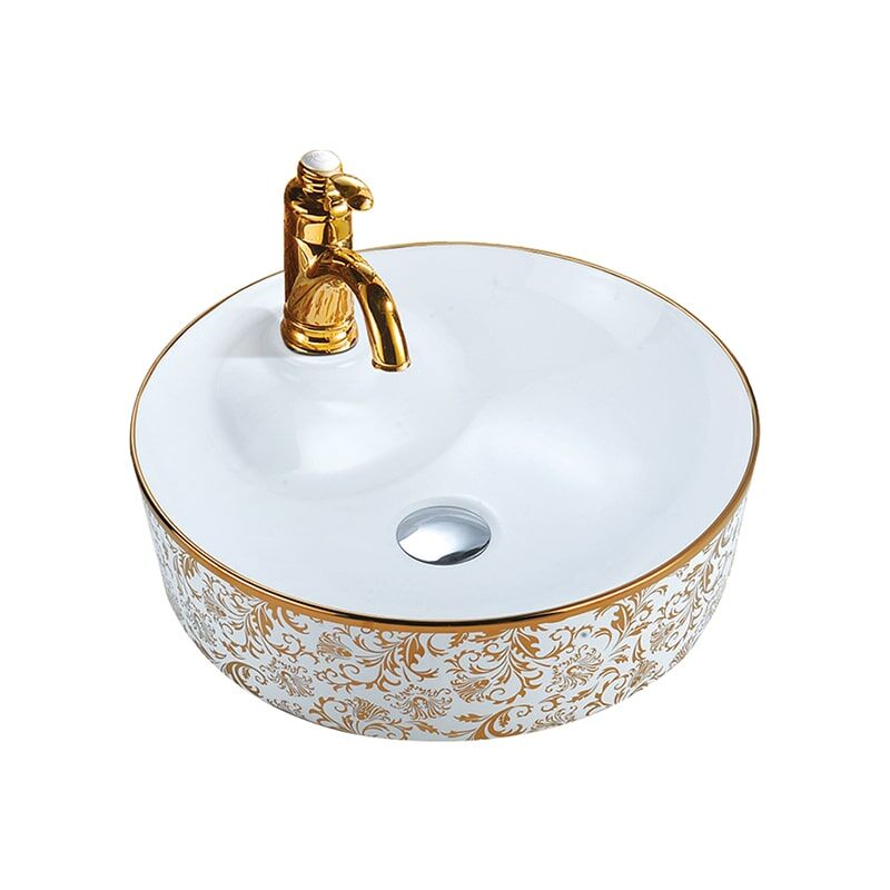 MP Basin 0454 Bathroom Gold Plated Washbasin Ceramic Art Basin Small Size Ceramic Bathroom Sink Artistic golden ceramic sink 2 Bathroom Gold Plated Ceramic Art Basin
