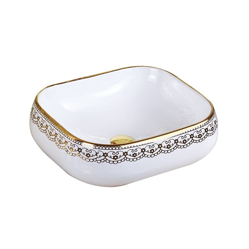 MP Basin 0454 Bathroom Gold Plated Washbasin Ceramic Art Basin Small Size Ceramic Bathroom Sink Artistic golden ceramic sink 4 Small size ceramic bathroom sink