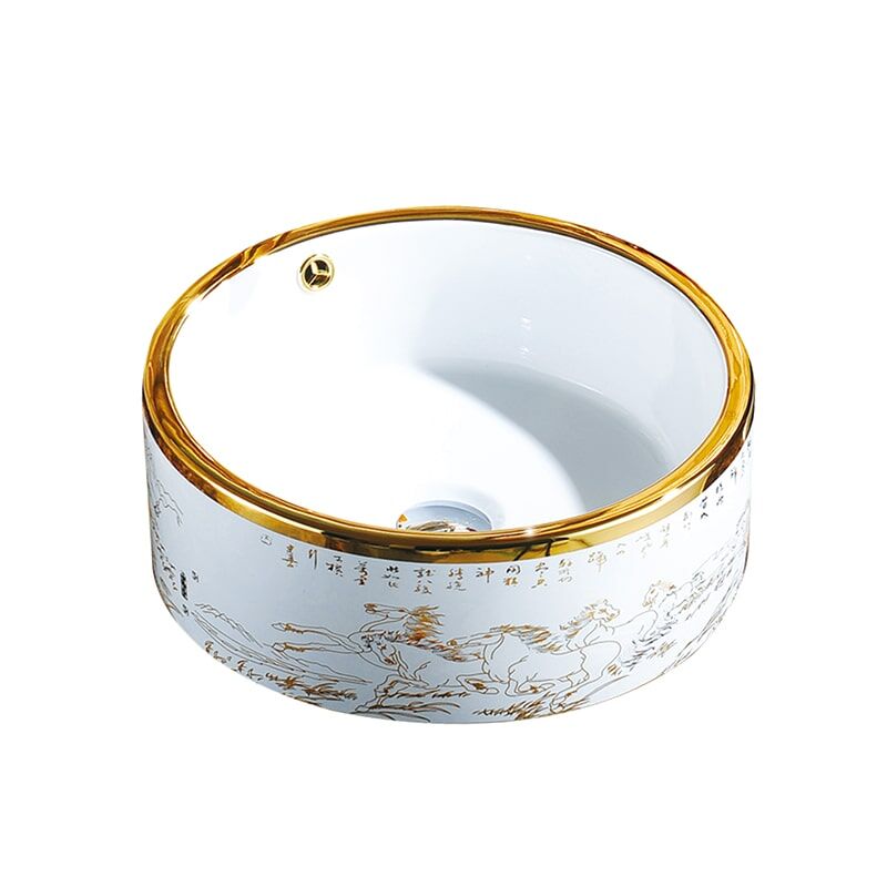 MP Basin 0454 Bathroom Gold Plated Washbasin Ceramic Art Basin Small Size Ceramic Bathroom Sink Artistic golden ceramic sink 5 Small size ceramic bathroom sink
