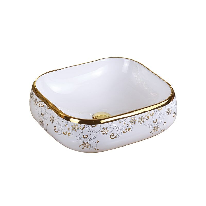MP Basin 0454 Bathroom Gold Plated Washbasin Ceramic Art Basin Small Size Ceramic Bathroom Sink Artistic golden ceramic sink 6 Small size ceramic bathroom sink