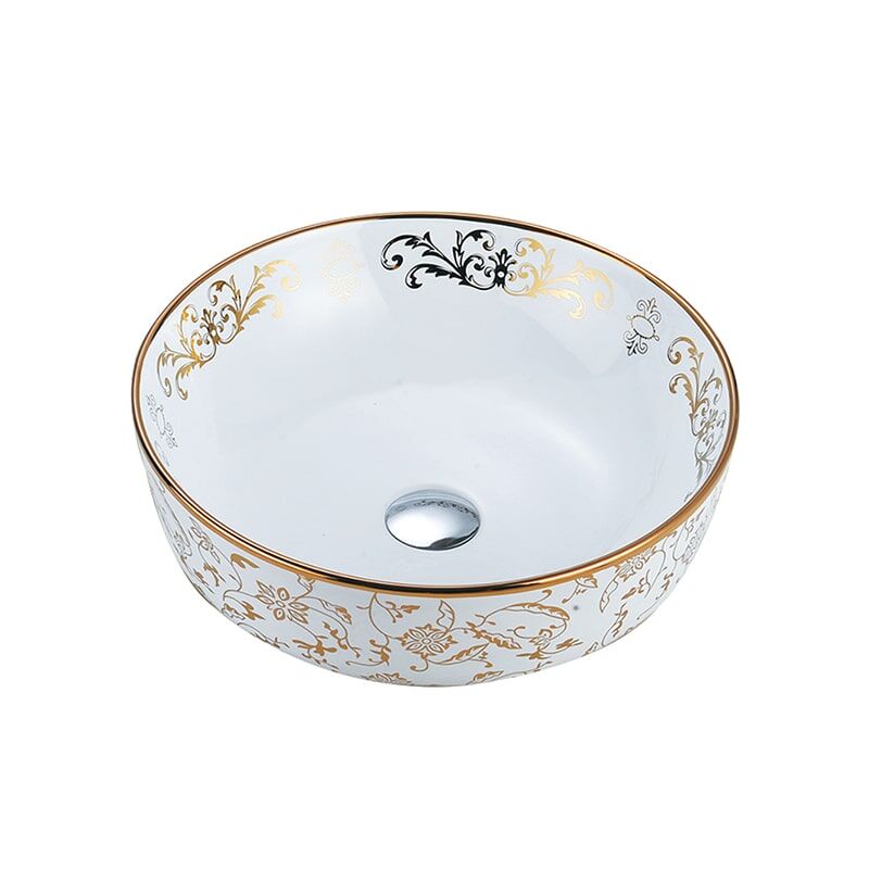 MP Basin 0454 Bathroom Gold Plated Washbasin Ceramic Art Basin Small Size Ceramic Bathroom Sink Artistic golden ceramic sink 8 Hot Selling Countertop Basin Mounted Basin on Countertop
