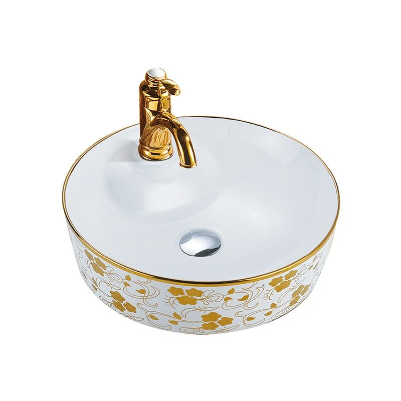 MP Basin 0454 Bathroom Gold Plated Washbasin Ceramic Art Basin Small Size Ceramic Bathroom Sink Artistic golden ceramic sink 9 MP Basin 0454 Bathroom Gold Plated Washbasin Ceramic Art Basin Small Size Ceramic Bathroom Sink - Image 2