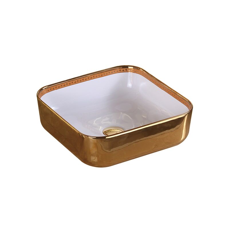 China Wholesale New MP506 Gold Wash Basin Bathroom, Gold Plated Pattern Basin Gold plated patterned washbasin 9 bathroom sink luxury hand wash art basin