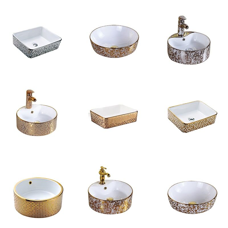 Wholesale Hotel Luxury Bathroom Wash Basin Ceramic Gold Plating Wash Basin MP Gold 0404 Wholesale Ceramic Gold Plated Wash Basin 2 luxury bathroom vanity