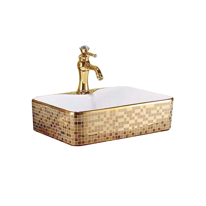Wholesale Hotel Luxury Bathroom Wash Basin Ceramic Gold Plating Wash Basin MP Gold 0404 Wholesale Ceramic Gold Plated Wash Basin 3 luxury bathroom vanity