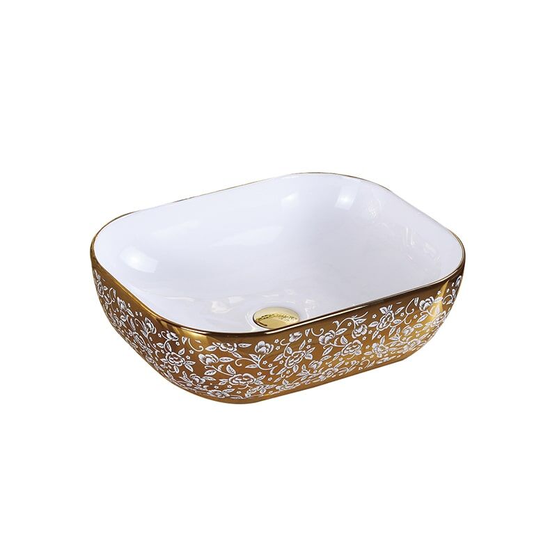 Wholesale Hotel Luxury Bathroom Wash Basin Ceramic Gold Plating Wash Basin MP Gold 0404 Wholesale Ceramic Gold Plated Wash Basin 5 Ceramic Gold Plated Washbasin