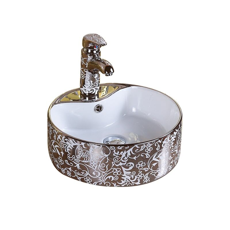 Wholesale Hotel Luxury Bathroom Wash Basin Ceramic Gold Plating Wash Basin MP Gold 0404 Wholesale Ceramic Gold Plated Wash Basin 6 Ceramic Gold Plated Washbasin