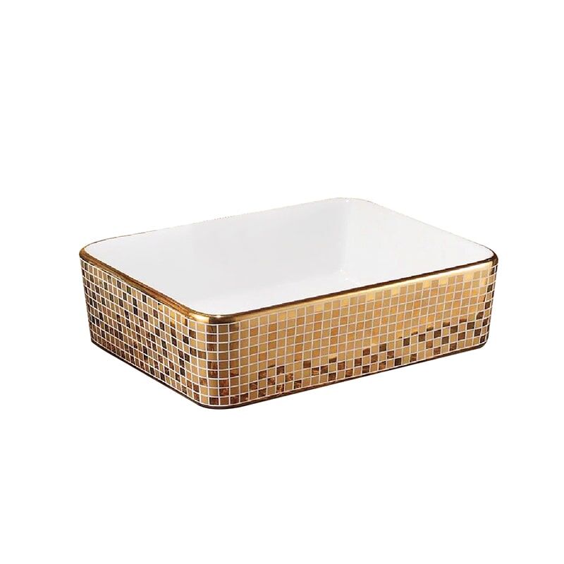 Wholesale Hotel Luxury Bathroom Wash Basin Ceramic Gold Plating Wash Basin MP Gold 0404 Wholesale Ceramic Gold Plated Wash Basin 8 Wholesale wash basin single hole OEM small bathroom sink art basin