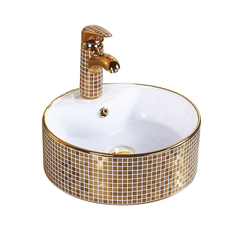 Wholesale Hotel Luxury Bathroom Wash Basin Ceramic Gold Plating Wash Basin MP Gold 0404 Wholesale Ceramic Gold Plated Wash Basin 9 Wholesale wash basin single hole OEM small bathroom sink art basin