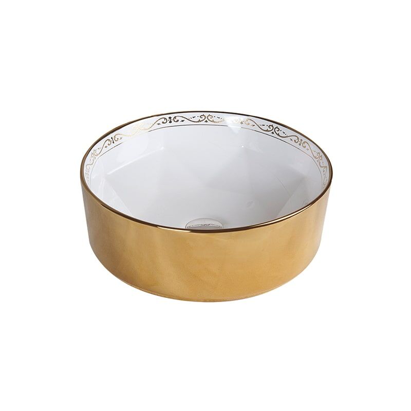 Luxury Bathroom Large Hard Stone Sink Ceramic Wash Basin Bathroom Container Gold Plating MPMarbled005 basin YITAI WR005 10 min Easy Clean Luxury Art Deco Basin Ceramic Bathroom Countertop Vanity Sink