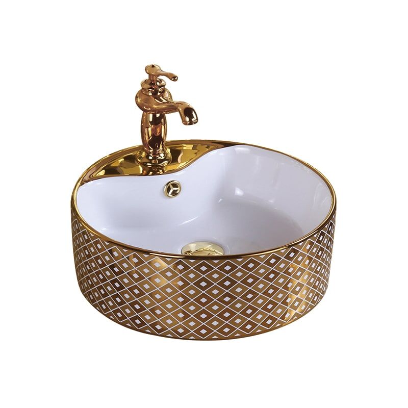 New Design Bathroom Washbasin Ceramic Plated Gold Washbasin Art Basin MP Ceramic 0427 luxury round hand wash basin 5 New Design Bathroom Ceramic Sink