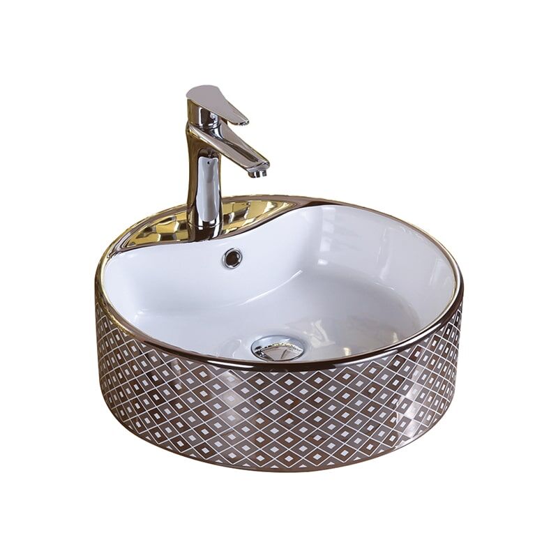 New Design Bathroom Washbasin Ceramic Plated Gold Washbasin Art Basin MP Ceramic 0427 luxury round hand wash basin 6 New Design Bathroom Ceramic Sink