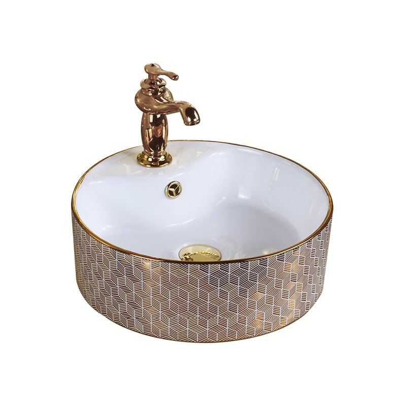 New Design Bathroom Washbasin Ceramic Plated Gold Washbasin Art Basin MP Ceramic 0427 luxury round hand wash basin 7 Gold electroplating wash basin art basin