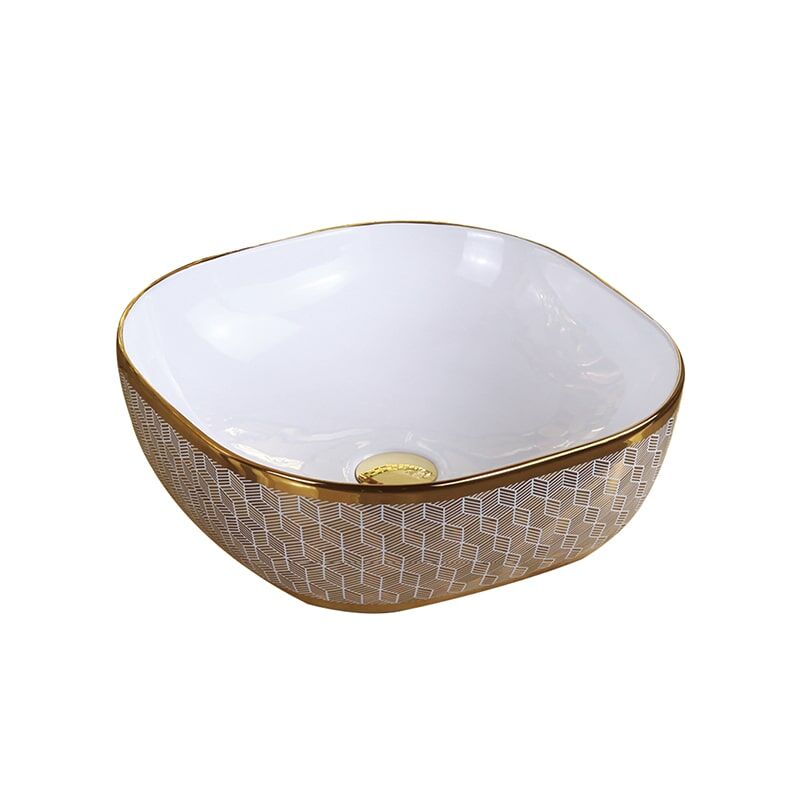 New Design Bathroom Washbasin Ceramic Plated Gold Washbasin Art Basin MP Ceramic 0427 luxury round hand wash basin 8 Gold electroplating wash basin art basin