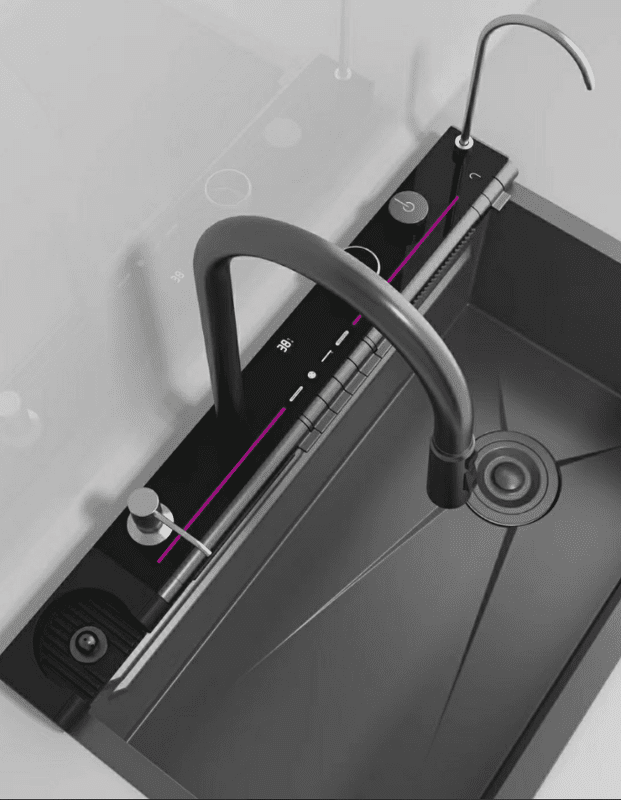 Handmade Smart Waterfall Multifunction Kitchen Sink Digital Display Sink Kitchen 2024 Newest Stainless Steel Nano Black Handmade Smart Waterfall Multifunction Kitchen Sink Digital Display Sink Kitchen