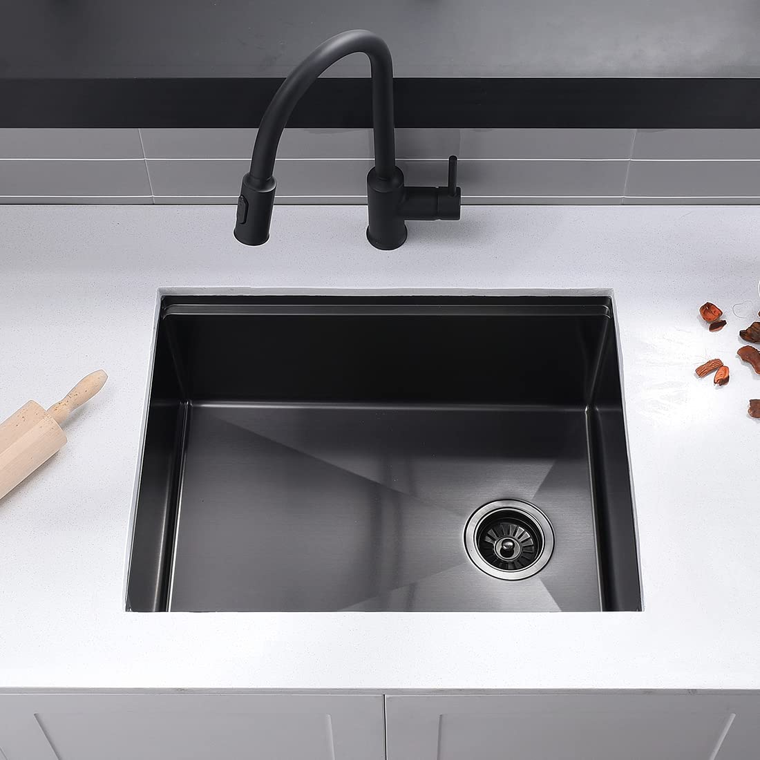 23 Inch Black Stainless Steel Kitchen Sink Workstation Undermount Kitchen Sink With Offset Drain Washbasin 23 Inch Black Stainless Steel Kitchen Sink 23 Inch Black Stainless Steel Kitchen Sink Workstation Undermount Kitchen Sink With Offset Drain Washbasin
