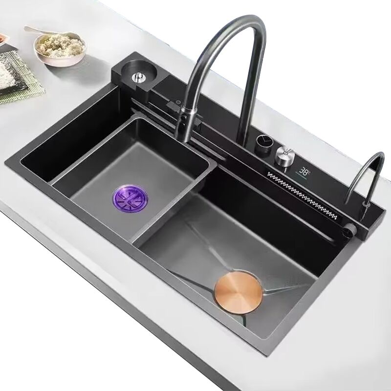 30 Inch Multi-functional Piano Kitchen Sink Stainless Steel Single Bowl Hidden Waterfall Kitchen Sink With Cup Washer and Tray 30 Inch Multi functional Piano Kitchen Sink 30 Inch Multi-functional Piano Kitchen Sink Stainless Steel Single Bowl Hidden Waterfall Kitchen Sink With Cup Washer and Tray