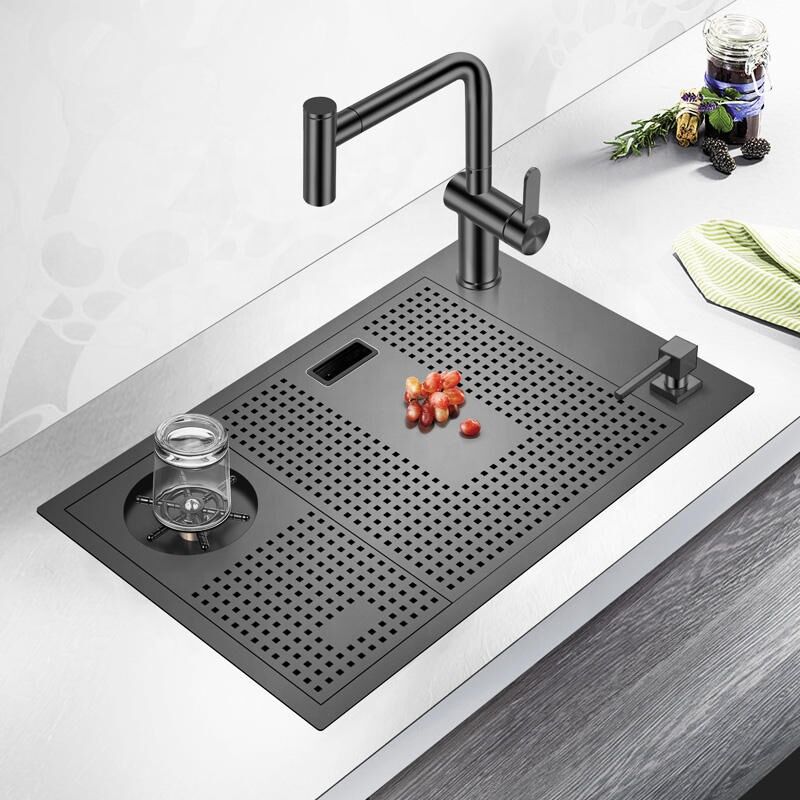 304 Stainless Steel Concealed Kitchen Sink Hidden Black Undermount Single Bowl with Faucet Square Shape and Two Holes 304 Stainless Steel Concealed Kitchen Sink Hidden 304 Stainless Steel Concealed Kitchen Sink Hidden Black Undermount Single Bowl with Faucet Square Shape and Two Holes