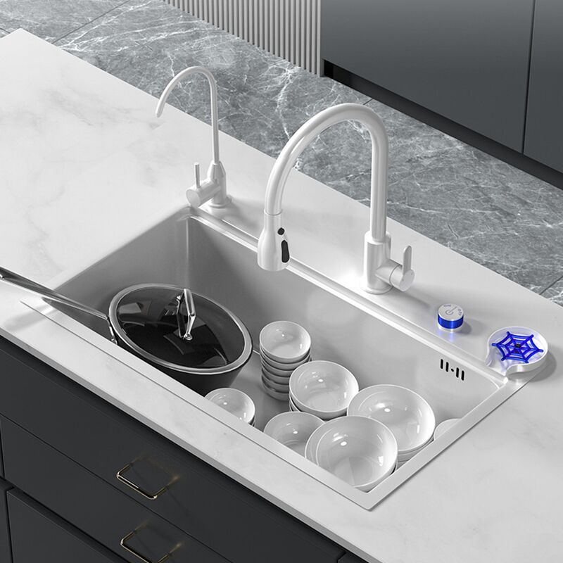 Factory Direct Handmade 304 Stainless Steel Single Bowl White Kitchen Sink 304 stainless steel handmade sink waterfall rainfall single bowl white kitchen sink MP KS 009 2 Factory Direct Handmade 304 Stainless Steel Single Bowl White Kitchen Sink - Image 2