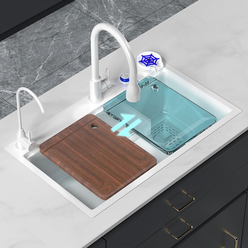 Factory Direct Handmade 304 Stainless Steel Single Bowl White Kitchen Sink 304 stainless steel handmade sink waterfall rainfall single bowl white kitchen sink MP KS 009 4 Factory Direct Handmade 304 Stainless Steel Single Bowl White Kitchen Sink - Image 3