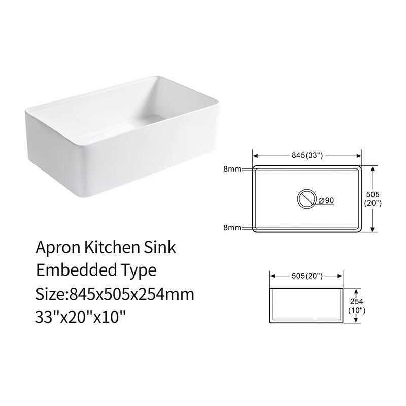 Rectangular Kitchen Sink Ceramic Solid Cast Sink Fireclay White Glazed Basin Without Faucet 33 Inch White Ceramic Farmhouse Sink CUPC Single Bowl Sink Apron Front Kitchen Sinks S c3320 Rectangular Kitchen Sink Ceramic Solid Cast Sink Fireclay White Glazed Basin Without Faucet - Image 20