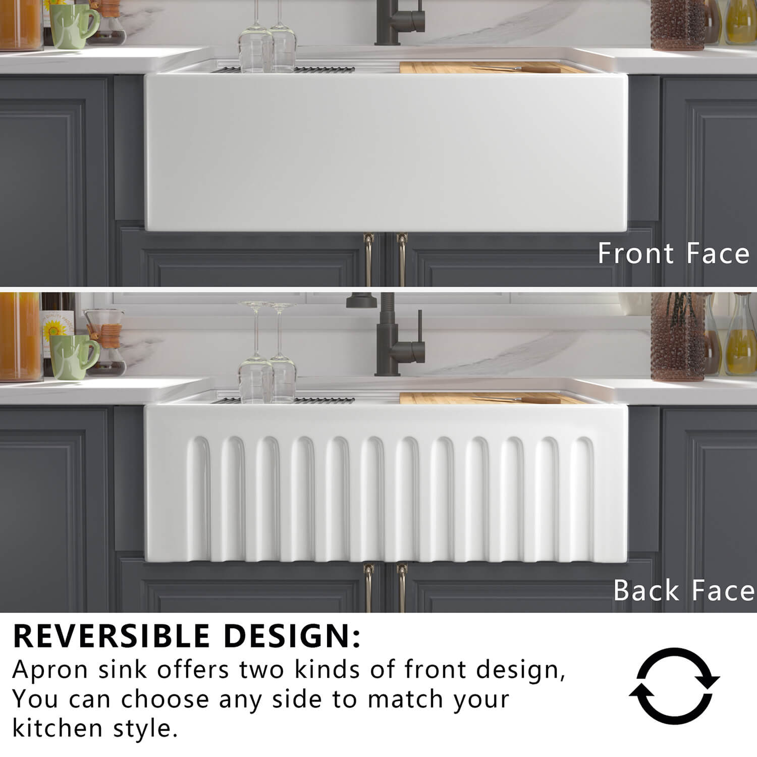 Rectangular Kitchen Sink Ceramic Solid Cast Sink Fireclay White Glazed Basin Without Faucet 33 L x 20 W Farmhouse Kitchen Sink FKS3320R 8 Rectangular Kitchen Sink Ceramic Solid Cast Sink Fireclay White Glazed Basin Without Faucet - Image 5