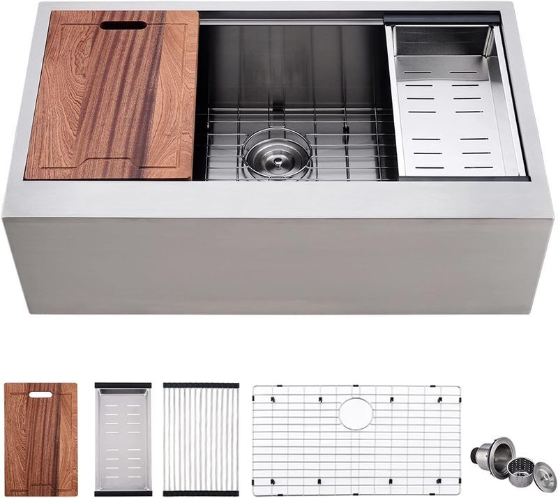 Stainless Steel Drop in Kitchen Sink Drop in Handmade Kitchen Sinks Single Bowl Workstation Farmhouse Kitchen Sink 33 x22 Stainless Steel Drop in Stainless Steel Drop in Kitchen Sink Drop in Handmade Kitchen Sinks Single Bowl Workstation Farmhouse Kitchen Sink