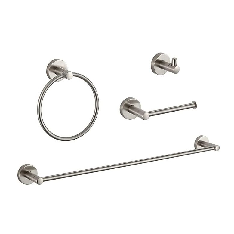 4 Piece Modern Wall Mounted Brushed Nickel Bathroom Hardware Accessories Set 4 Piece Modern Wall Mounted Brushed 4 Piece Modern Wall Mounted Brushed Nickel Bathroom Hardware Accessories Set
