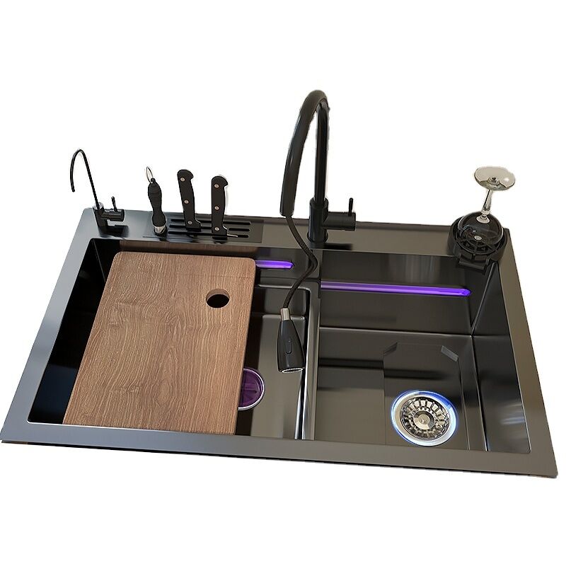 Kitchen Sinks with Water Purification and Waterfall Double Faucet for Restaurant Commercial Kitchen 7545 Classic Freestanding Kitchen Sinks with Kitchen Sinks with Water Purification and Waterfall Double Faucet for Restaurant Commercial Kitchen