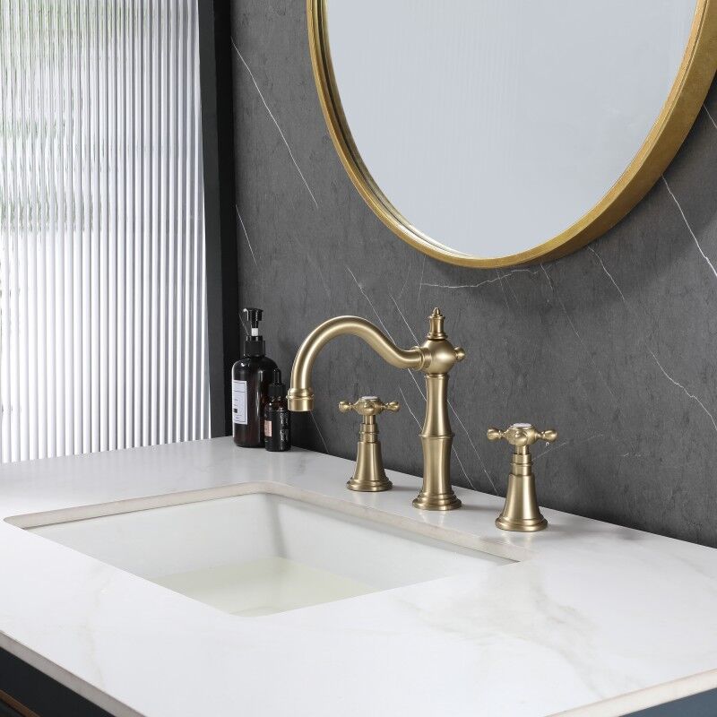 Antique Wash Basin Faucets Brushed Gold Faucets Mixers Taps Hot Cold Water 3 Hole Brass Bathroom Sink Faucet Antique Wash Basin Faucets Brushed Gold Faucets Antique Wash Basin Faucets Brushed Gold Faucets Mixers Taps Hot Cold Water 3 Hole Brass Bathroom Sink Faucet