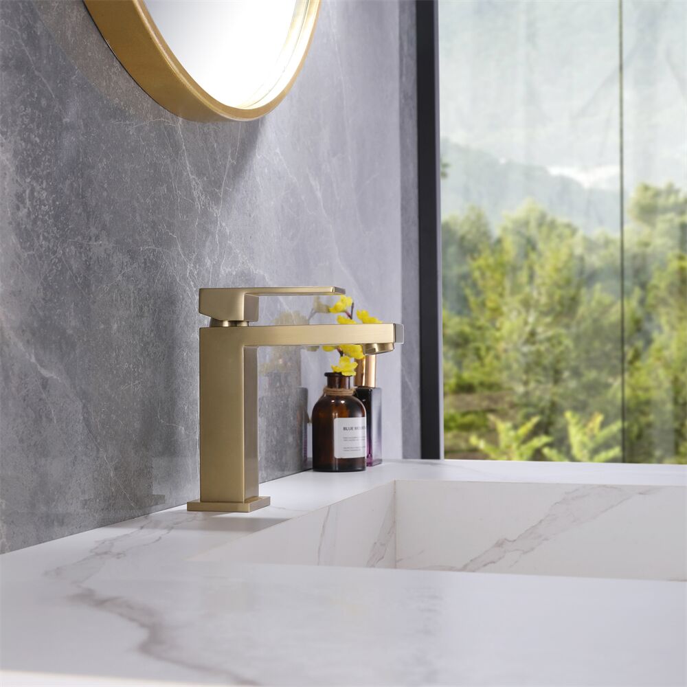 Deck Mounted Single Hole Hot Cold Water Supply Brushed Gold Finish Brass Single Handle Basin Tap Aqua Gallery Deck Mounted Single Hole Hot Deck Mounted Single Hole Hot Cold Water Supply Brushed Gold Finish Brass Single Handle Basin Tap