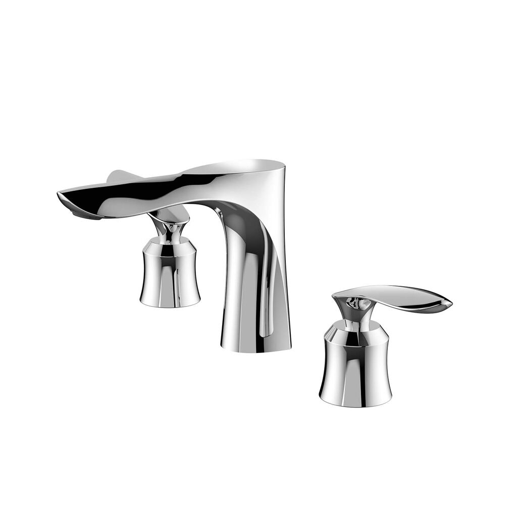 3-Hole Dual Handle Brass Bathroom Basin Faucet New Hot Cold Water Basin Tap Aqua Gallery Modern Design 3 Hole Dual 3-Hole Dual Handle Brass Bathroom Basin Faucet New Hot Cold Water Basin Tap