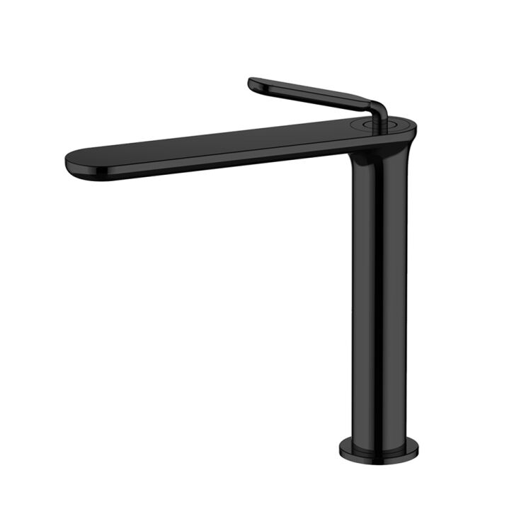 Solid Brass Faucet High Quality Matt Black Sink Mixer Tap for Bathrooms Round Shape Water Tap Aqua Gallery Modern Single Handle Solid Brass Solid Brass Faucet High Quality Matt Black Sink Mixer Tap for Bathrooms Round Shape Water Tap