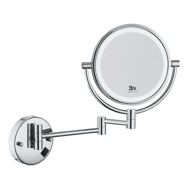 Bathroom Smart Vanity Mirror Flexible Folding and Retracting Make up Mirror With LED Light Chrome Bathroom Smart Vanity Mirror Flexible Folding Bathroom Smart Vanity Mirror Flexible Folding and Retracting Make up Mirror With LED Light Chrome