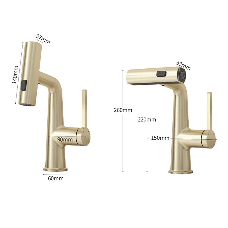 Brushed Gold Brass Waterfall Bathroom Sink Faucets Pull Out Bathroom Sink Faucet with 360° Rotaty Rainfall Rotating Spou Brushed Gold Modern Pull Out Bathroom Sink Faucet with Waterfall Rotating Spout 14 Brushed Gold Brass Waterfall Bathroom Sink Faucets Pull Out Bathroom Sink Faucet with 360° Rotaty Rainfall Rotating Spou - Image 4