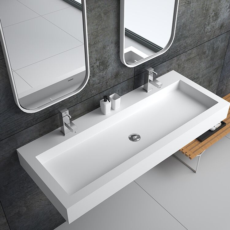 High Quality American Cabinets Rectangle Double Basin Cast Stone Resin Wall Hung Wash Sink Bs 8437 High Quality American Cabinets High Quality American Cabinets Rectangle Double Basin Cast Stone Resin Wall Hung Wash Sink