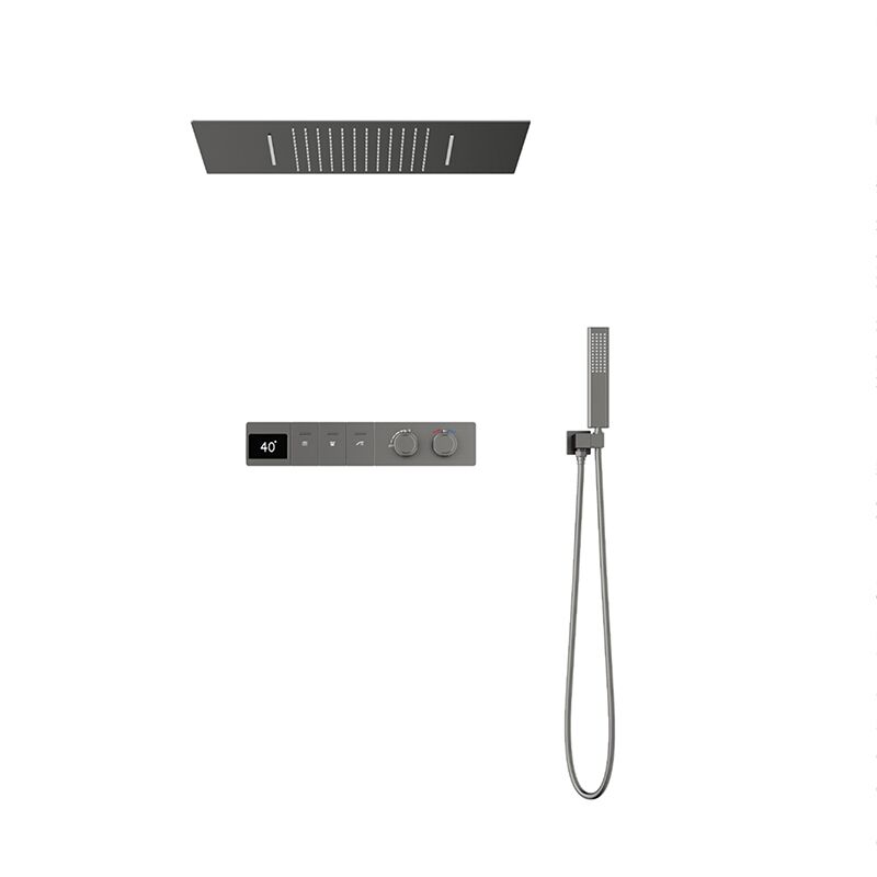Shower Faucet Waterfall LED Ceiling Mounted 12 inch Rainfall Shower Head Sets Ceiling Shower Set LED Raining Fall Embedded Shower Head Constant Temperature Ceiling Mounted Thermostat Shower System Shower Faucet Waterfall LED Ceiling Mounted 12 inch Rainfall Shower Head Sets - Image 3
