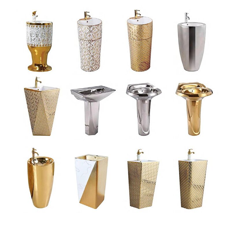 Basin Manufacturers Wholesale Bathroom Basin Luxury Hotel Gold Freestanding Wash Basin Bathroom Ceramic Pedestal Basin Ceramic bathroom gold basin supplier based in China。Basins Basin Manufacturers Wholesale Bathroom Basin Luxury Hotel Gold Freestanding Wash Basin Bathroom Ceramic Pedestal Basin - Image 8