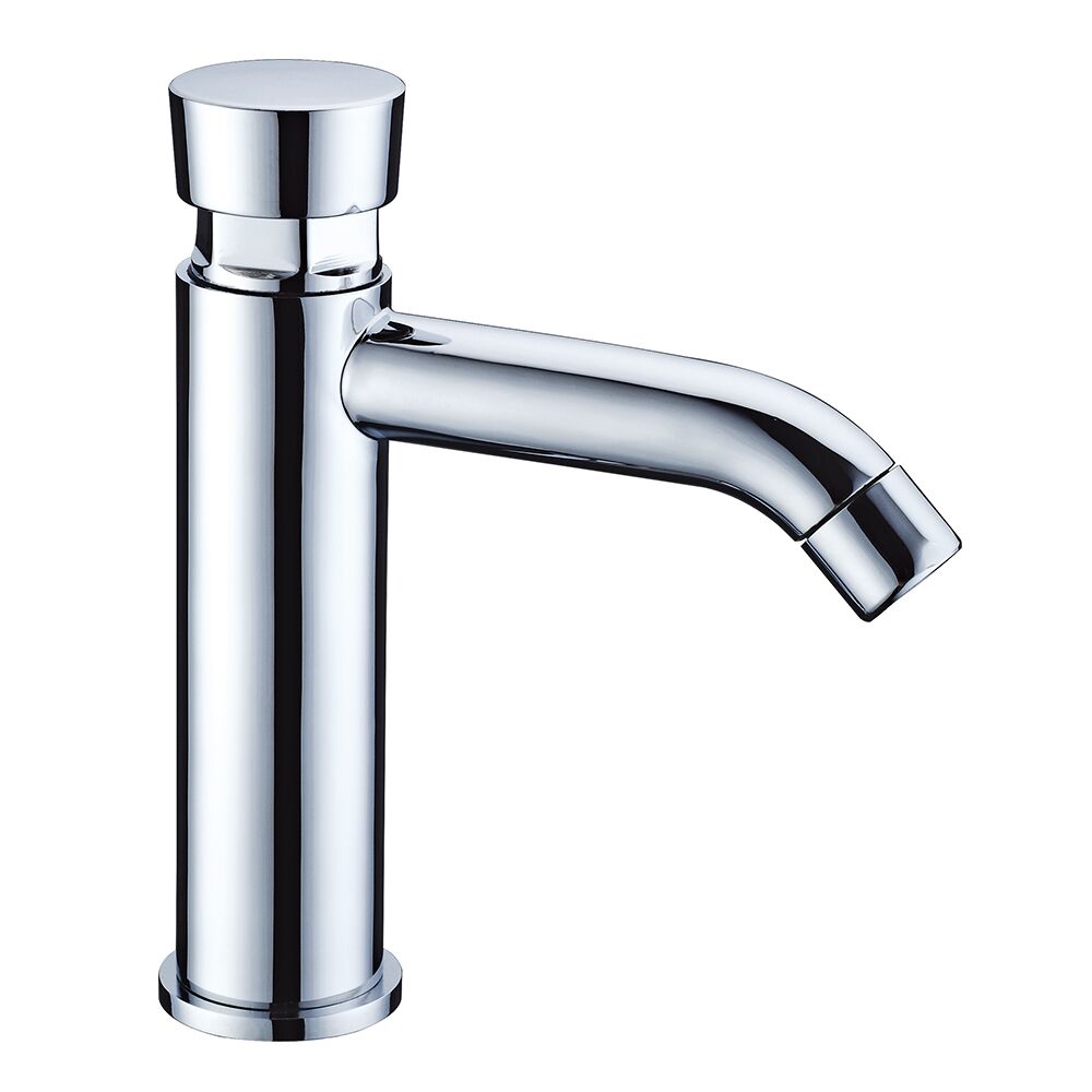 Chrome & Brass Self-Closing Basin Tap Mixer Round Handle Delay Action Faucet Desk-Mounted Bathroom Use Basin Faucet Chrome Brass Self Closing Basin Tap Chrome & Brass Self-Closing Basin Tap Mixer Round Handle Delay Action Faucet Desk-Mounted Bathroom Use Basin Faucet