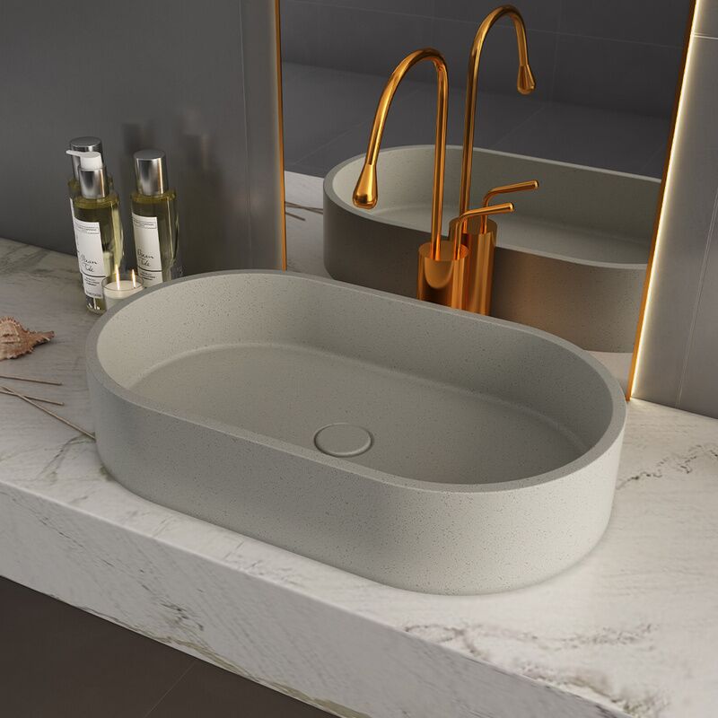 Grey Cement Washbasin Above Counter Bathroom Cabinet Sink Basin Rectangle Countertop Concrete Basin Custom Hotel Solid Grey Cement Washbasin Grey Cement Washbasin Above Counter Bathroom Cabinet Sink Basin Rectangle Countertop Concrete Basin