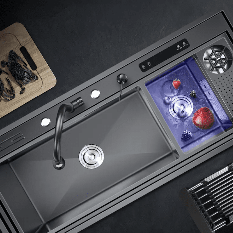 Custom Size Nano Stainless Steel Fruit and Vegetable Ultrasonic Cleaning Purifying Intelligent Kitchen Sink With Cup Washer Custom Size Nano Stainless Steel Fruit Custom Size Nano Stainless Steel Fruit and Vegetable Ultrasonic Cleaning Purifying Intelligent Kitchen Sink With Cup Washer