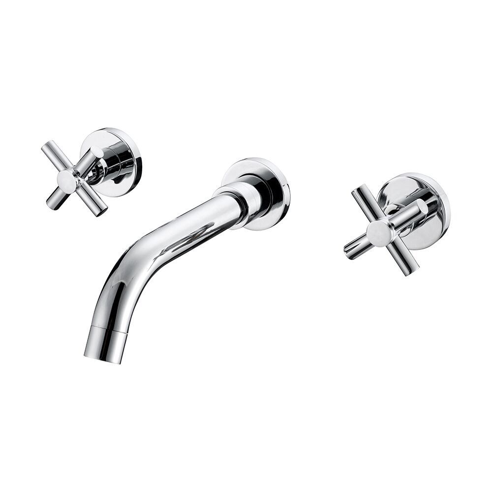 Double Cross Handles Wall Mounted Solid Brass Hot and Cold Bathroom Basin Mixer Faucet Double Cross Handles Wall Mounted Solid Brass Double Cross Handles Wall Mounted Solid Brass Hot and Cold Bathroom Basin Mixer Faucet