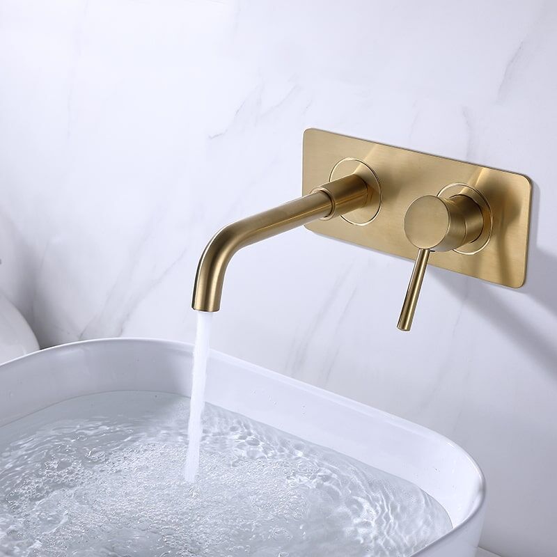 Elegant Bathroom Design Royal Long Spout Brushed Gold Brass Wall Mount Faucets Elegant Bathroom Design Royal Long Spout Brushed Gold Brass Wall Mount Faucets 5 Elegant Bathroom Design Royal Long Spout Brushed Gold Brass Wall Mount Faucets - Image 2