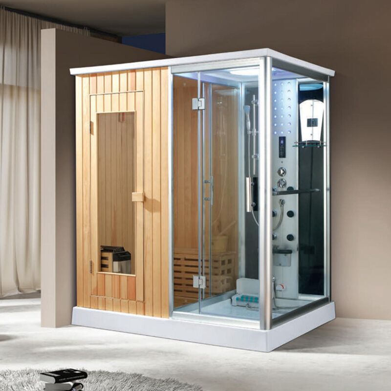 Multi-functional Wet Steam Integrated Room Shower Steam Room European design steam shower enclosure steam cabin with shower tray Wholesale Custom Room Wood Infrared 2 Person Cedar Steam Sauna